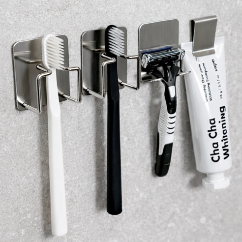 304 스텐 무타공 칫솔 거치대, 1세트, 2인