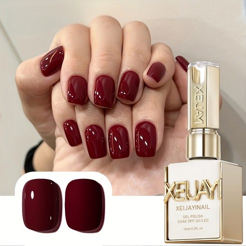 XEIJAYI 체리 레드 젤 네일 폴리시 자연스럽고 트렌디한 컬러, 1개, 15ml, 붉은색 젤