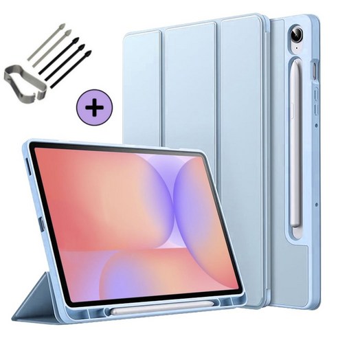 케이스나라 갤럭시탭 S10 Lite 라이트 호환 S펜슬 수납 케이스 보호 북커버 SM-X400 X406N, 스카이블루, 1개