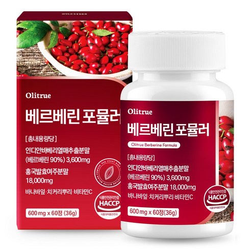 올리트루 베르베린 순도 90% 홍국발효 여주 자전자피 추출분말 HACCP인증, 1개, 60정