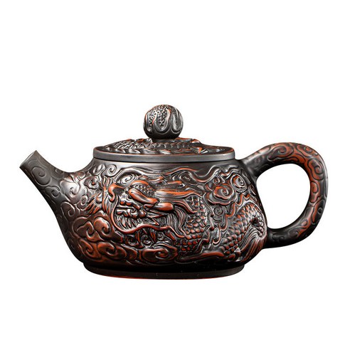 高端紫陶祥龍復古泡茶壺套組紫砂功夫茶具家用高檔禮盒裝, 1個, 1L, ZX