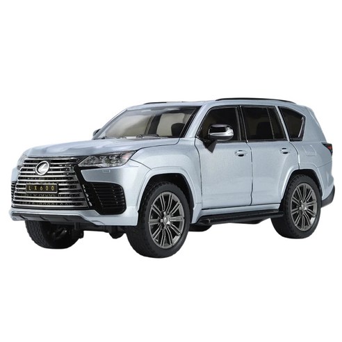 마이카 다이캐스트 합금 1:24 렉서스 LX600 모델 럭셔리 SUV 자동차 모형 피규어 장식, 1개, 색상_실버