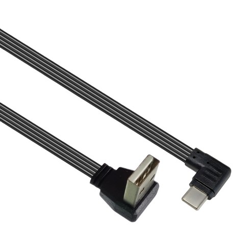 USB 2.0 남성 USB C 데이터 코드 와이어 스트레이트 헤드/90도 벤드 플랫 케이블(태블릿 폰용) 480Mbps 데이터 전송