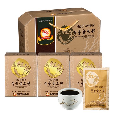 고려인삼유통 6년근 고려홍삼 녹용골드원, 60회분, 70ml, 1개