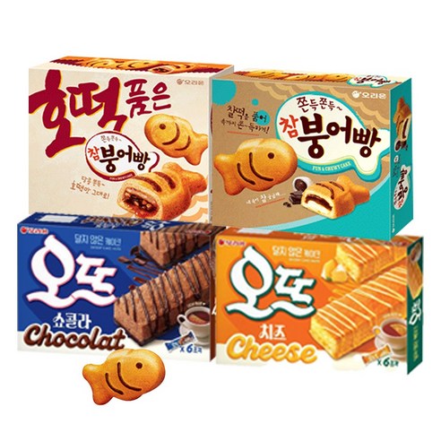 [겨울인기과자세트] 참붕어빵 232g+호떡품은 참붕어빵 248g+오뜨치즈 144g+쇼콜라 150g (총 4개)