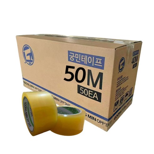 궁민 opp 박스 테이프 중포장 투명 포장용 50m, 50개