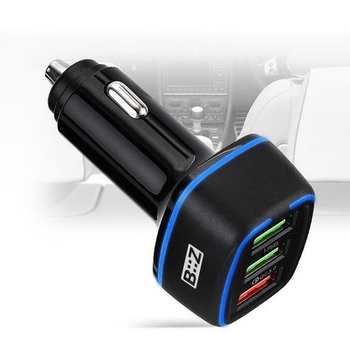 버스 트럭 고속 차량충전기 USB 3포트 C타입 12V 24V 급속충전기, 상세페이지 참조, 차량충전기 3포트 Q30-블랙