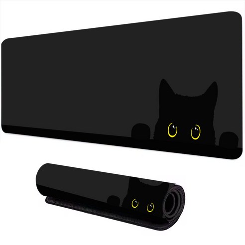 고양이 마우스패드 두께 400X90X3MM, 블랙