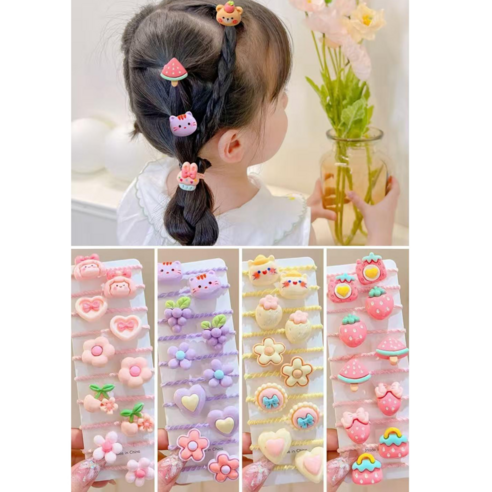 <40개한세트> 다양한 여아 고무줄 고탄력 안아픈 유아 머리끈방울