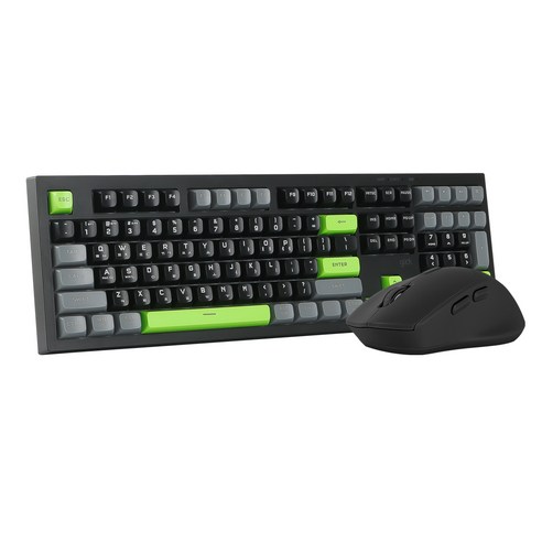 지클릭커 오피스프로 WMK50 사일런스 M 무소음 무선 블루투스 108 키보드 마우스 세트, 일반형, 포커그린, WMK50 108키