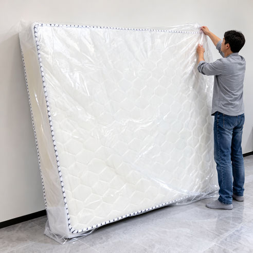 살림의지혜 침대 매트리스 대형 비닐 커버 슈퍼싱글 SS 1.4m x 2.4m, 1개, 투명