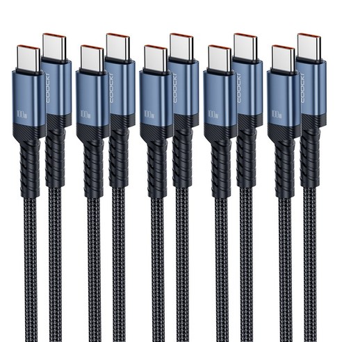 Toocki 단선 방지 E Marker 칩 100W C to C 타입 초고속 메탈 충전 케이블, 불루, 5개, 3m