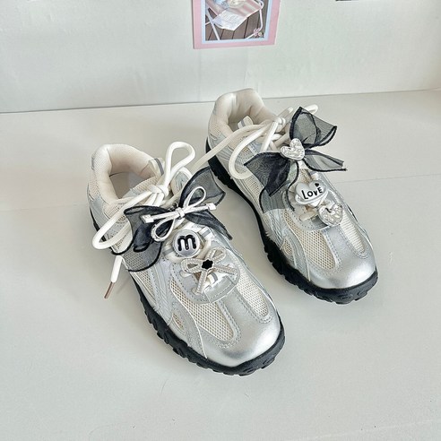 프롬도로시 진주 쉬폰 레이스 리본 운동화 장식 세트