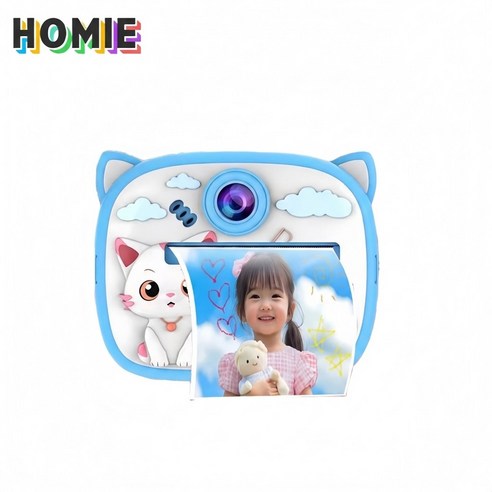 HOMIE 고화질 디지털카 메라휴대용 미니 즉석카메라 인화지, 1개, 푸른 색