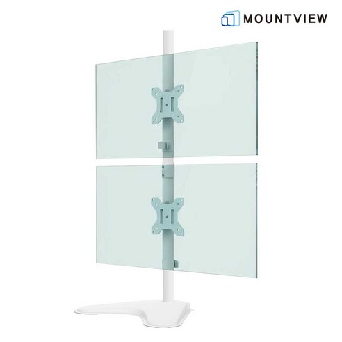 마운트뷰 화이트 상하 수직 모니터 암 스탠드형 거치대 MV12-C02V 27인치 32인치, 1개, 화이트 [BOM2107]