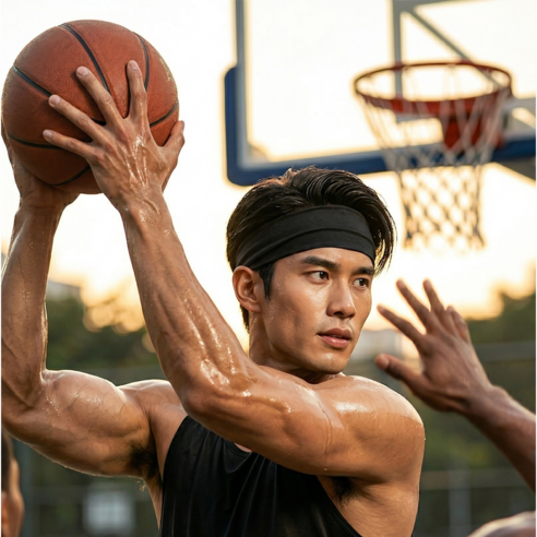 고즈 스포츠 땀흡수 헤어밴드 블랙 5개 이미지 3