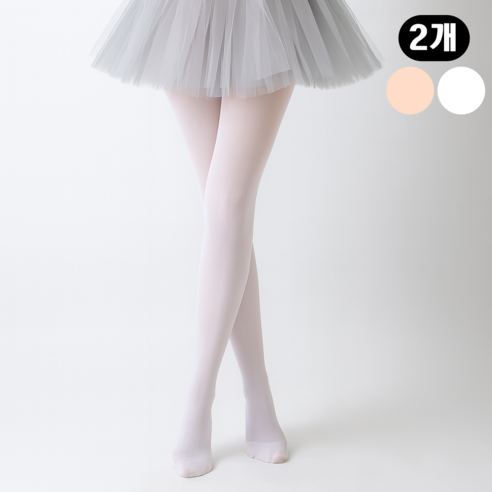 르발렛 슬림보정 4방향 스트레치 고탄력 성인 발레 타이즈 1+1, 화이트+스킨