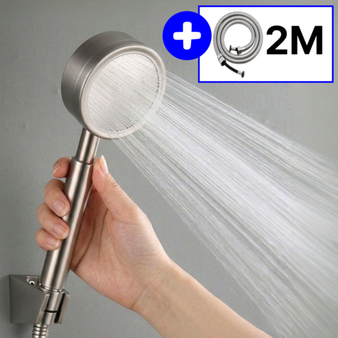 바르텐 샤워기헤드 호스 2M 초강력 수압상승 무광 스테인리스, 매트실버, 1개