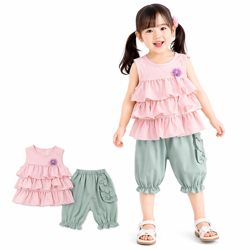 아동 상하복 나시 세트 여름 데일리룩 통기성 냉감 소재 외출복 실내복