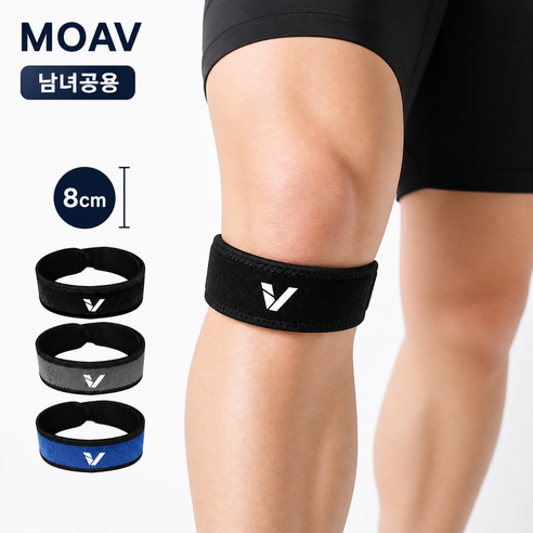 MOAV 고탄력 슬개골 무릎보호대, 모던 블랙, 2개
