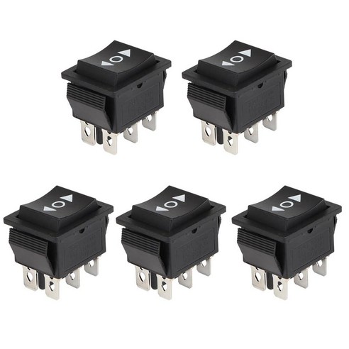 DMWD 5Pcs DPDT Mo남성용tary Boat Rocker Switch (ON)-Off-(ON) 6 Pins 3 ...