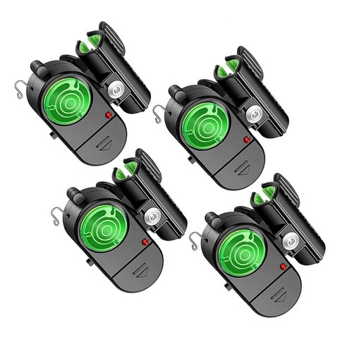 알로에우 새로운 4Pc 낚시 물림 경보기 민감한 전자 LED 조명이 있는 소리 경보 벨 검은색