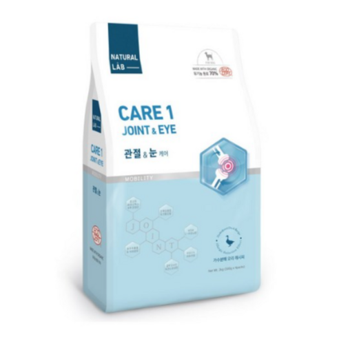 네츄럴랩 강아지 케어 유기농 기능성 사료, 관절+눈건강, 2kg, 1개