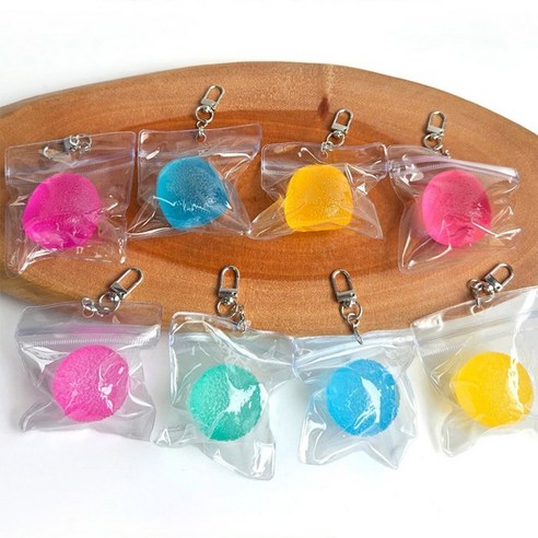 미니 스트레스 해소 피젯 지퍼백 젤리 스퀴즈 말랑이 키링 열쇠고리 랜덤컬러 [Mini Stress Release Fidget ...