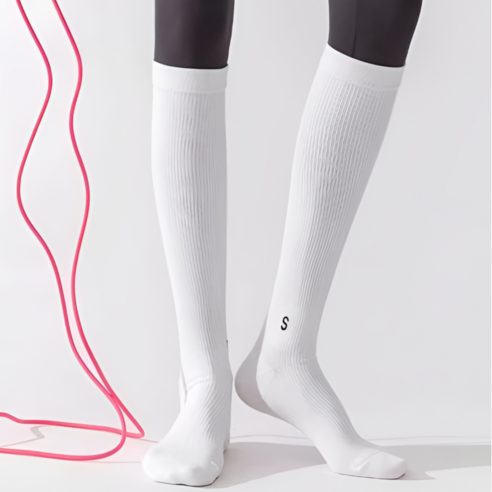 고탄성 골지 압박 필라테스 골프 요가 스포츠 롱삭스 2켤레 이미지 2