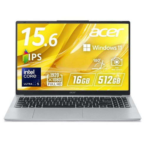 Acer Aspire Lite 15 16GB 512GB SSD HD IPS Core Ultra 5 115U microSD WiFi 6 Bluetooth 5.2 AL15, Windows 11 Home 64ビット