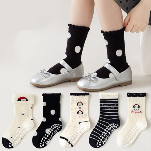 투해피 아동용 미끄럼방지양말 5컬레- A11 땡땡