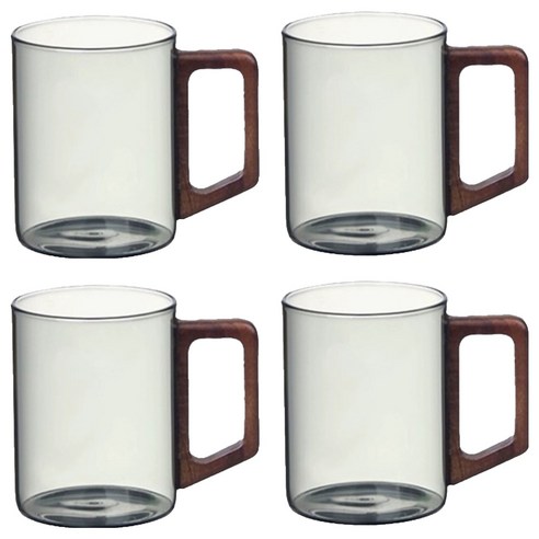 clever 유리 머그컵 450ml, 스모크 그레이, 4개