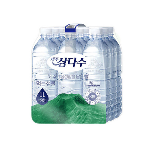 제주 삼다수 무라벨, 1L, 9개