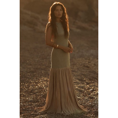 Celandine Metallic-Knit Drop-Waist Maxi Dress -  |