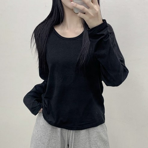 간절기 부드러운 이너티셔츠 기본티셔츠 통통녀 66사이즈가능 U넥긴팔티셔츠