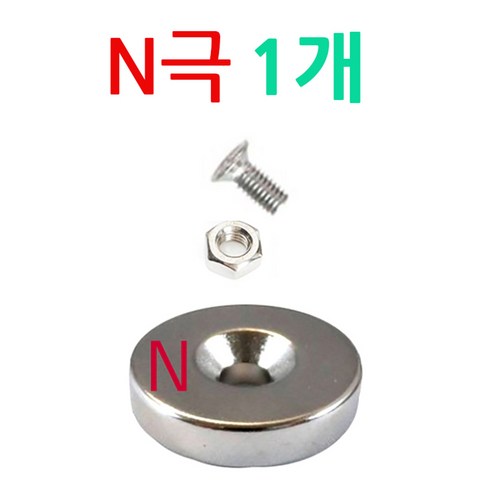 인씨 하이셀 배달대행 오토바이 충전거치대 방수 케이스 딱판 찍판 충전패드 자가 수리용 지름 20mm 두께 5T 초강력 네오디움 사라 자석, N극 1개, 실버, 볼트길이 8mm