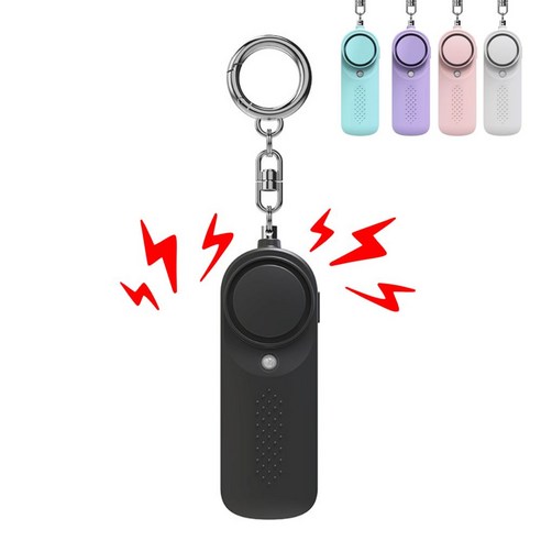 베키노우 휴대용 LED 조명 130dB 호신용 경보기, 1개, 블랙