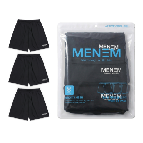 미넴 남녀공용 반바지 3장 S~5XL 기능성 쿨티 런닝 헬스 트레이닝