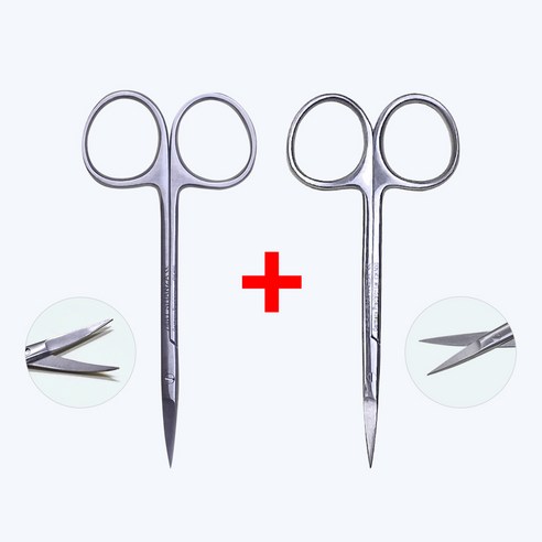 아이리스시저 2p 직선 + 곡선 안과 가위 고급형 11.5cm 의료용 병원 의료 간호사, 2개