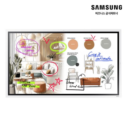 삼성전자 UHD 전자칠판 플립프로 양방향 학습 무선강의 화상회의 노트레이어, 방문설치, 벽걸이형, 본체+벽걸이 기본 설치, 138.7cm (55인치)