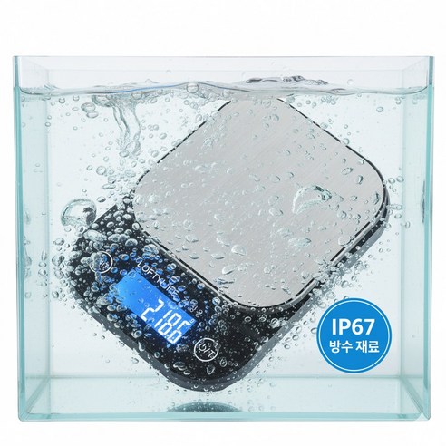 loftylife IP67 완전방수 주방저울 0.1g 건전지구동 스테인리스 디지털저울 터치버튼 자동종료설정 베이킹저울, DH-8030-1kg battery, Black, 1kg