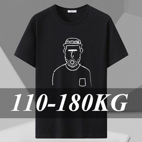 남자 빅사이즈 티셔츠 인쇄 티셔츠 빅 사이즈 110-180KG 6XL/7XL 플러스 사이즈 패션 코튼 라운드 넥 반팔 오버 사이즈상의