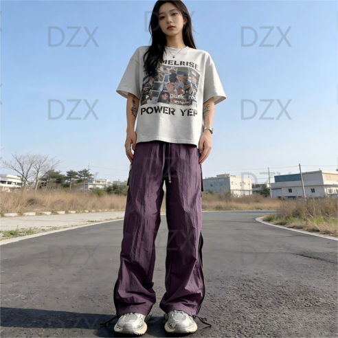 DZX 남녀공용 아웃도어 시원한 빠른건조 바람막이 바지 캐주얼 가볍고 밴딩 스트링 팬츠