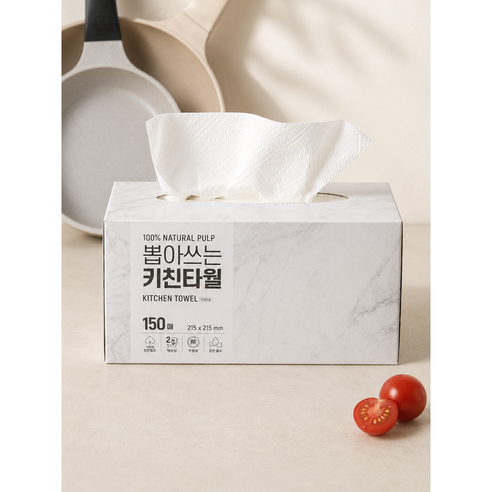 다이소 뽑아쓰는 키친타월 150매입 천연펄프키친타올, 1개