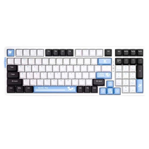 브이지엔 V98 프로 V3 기계식 3모드 키보드, 화이트 + 블랙 + 블루, 폴라 폭스축, 제조사축