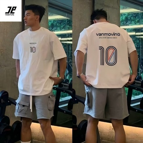 100% 순면 코튼 아메리칸 스트릿 브랜드 10번 넘버 프린팅 반팔 하이스트리트 웨어 반팔