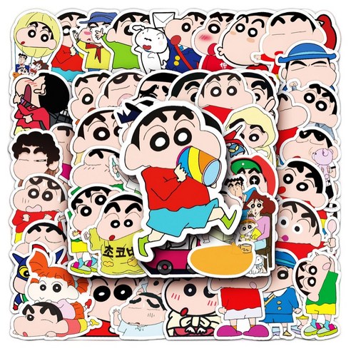 애니메이션 방수 스티커 50장 다꾸 다이어리 꾸미기 스케이드보드, 50개, 짱구 기본 50개, 짱구 기본