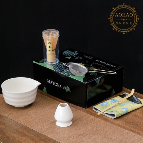 AOHAO Matcha whisk 말차도구 2/4/7 PCS 세트 차선, 화이트7pcs, 6세트