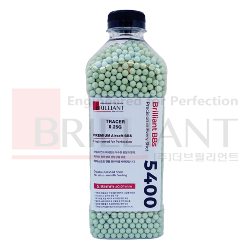 브릴리언트 0.25g 트레이서 야광 비비탄 초정밀 고밀도 야광탄 보틀 5400발, 1개, 브릴리언트 야광 비비탄 0.25g 5400rds