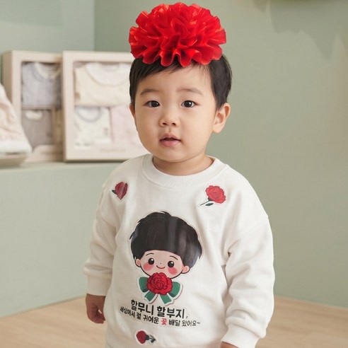 카네이션 머리띠 인간카네이션 어버이날 스승의날 모자 꽃 어린이 머리핀 유아 어린이집, 세트구성(남), 1개